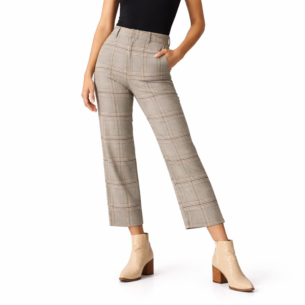 Abercrombie & Fitch Plaid High-Rise Cropped Pants – Tailored Chic 🤎